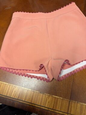 English Factory Coral Scalloped High-Waist Shorts